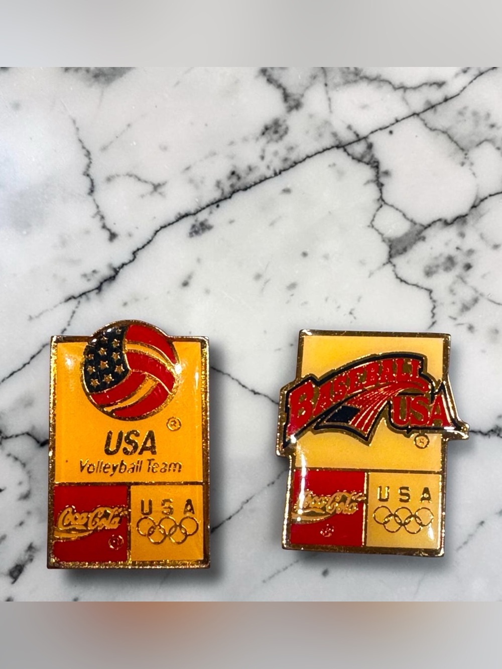 Vintage USA Olympics  Volleyball & Baseball Collectible Pins -